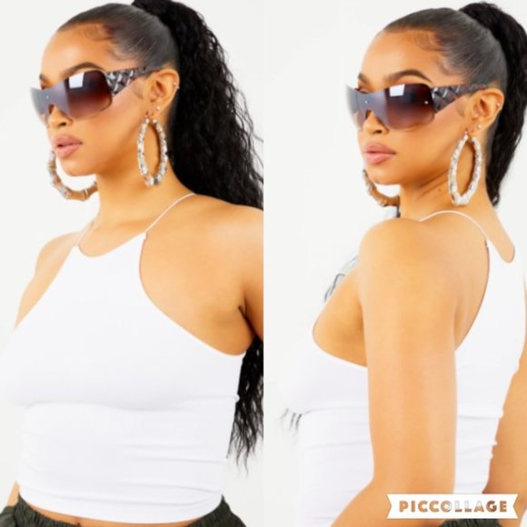 RIBBED ELASTIC STRAP RACER TANK - Picture 8 of 14